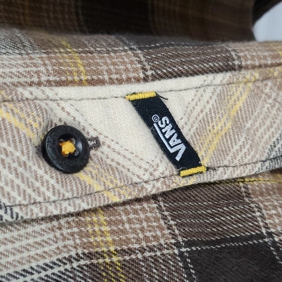 Vans•M flannel shirt button down plaid tan/brown - Picture 3 of 10